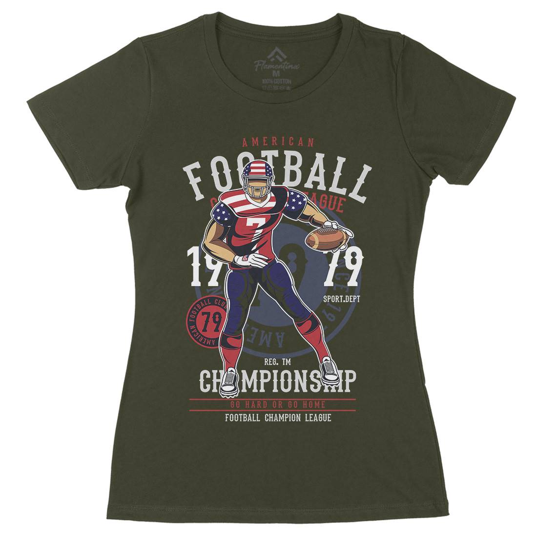 American Football Player Womens Organic Crew Neck T-Shirt Sport C302