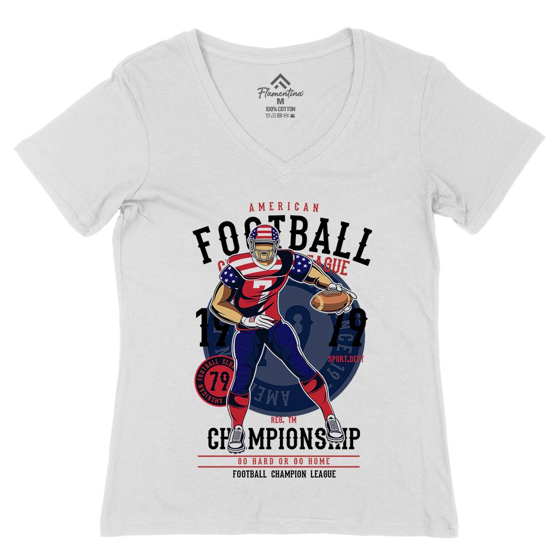 American Football Player Womens Organic V-Neck T-Shirt Sport C302