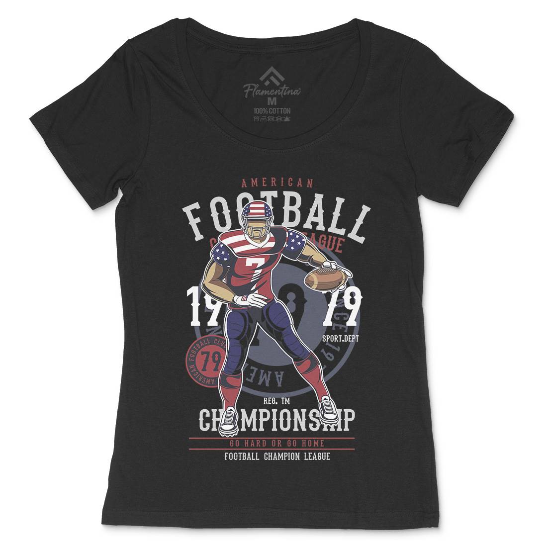 American Football Player Womens Scoop Neck T-Shirt Sport C302