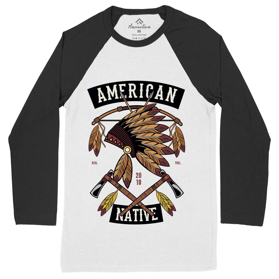 American Native Mens Long Sleeve Baseball T-Shirt American C303