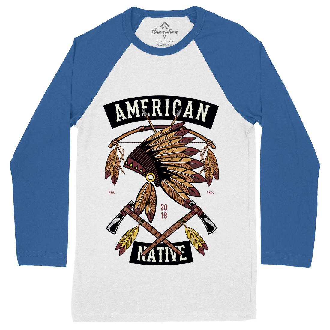 American Native Mens Long Sleeve Baseball T-Shirt American C303