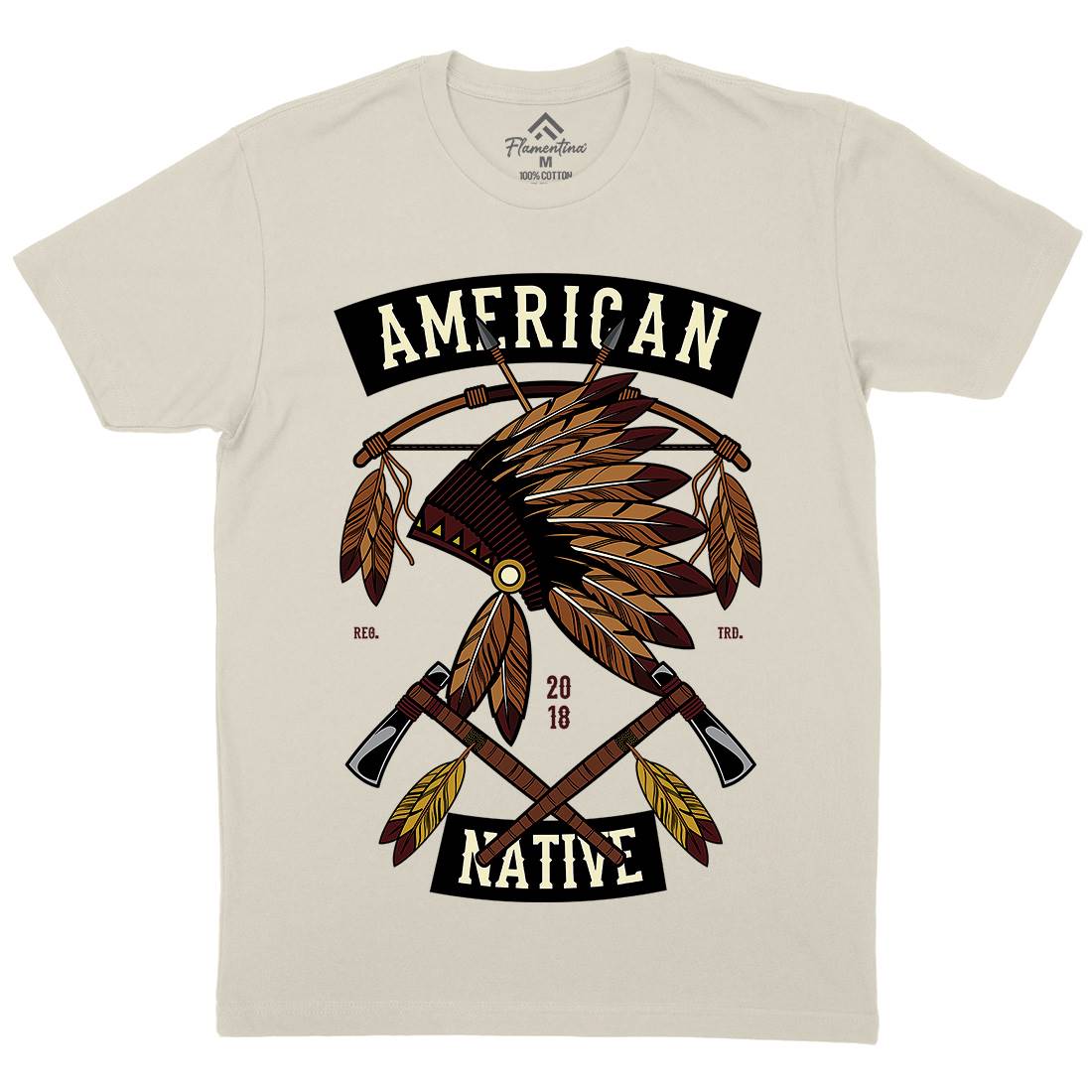 American Native Mens Organic Crew Neck T-Shirt American C303