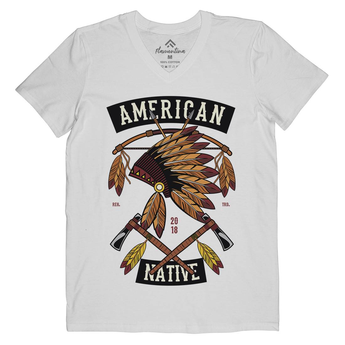 American Native Mens Organic V-Neck T-Shirt American C303