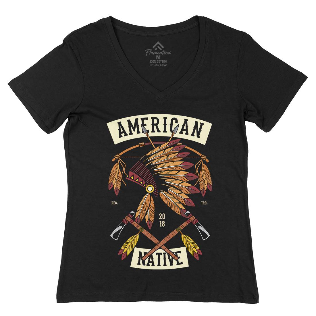 American Native Womens Organic V-Neck T-Shirt American C303