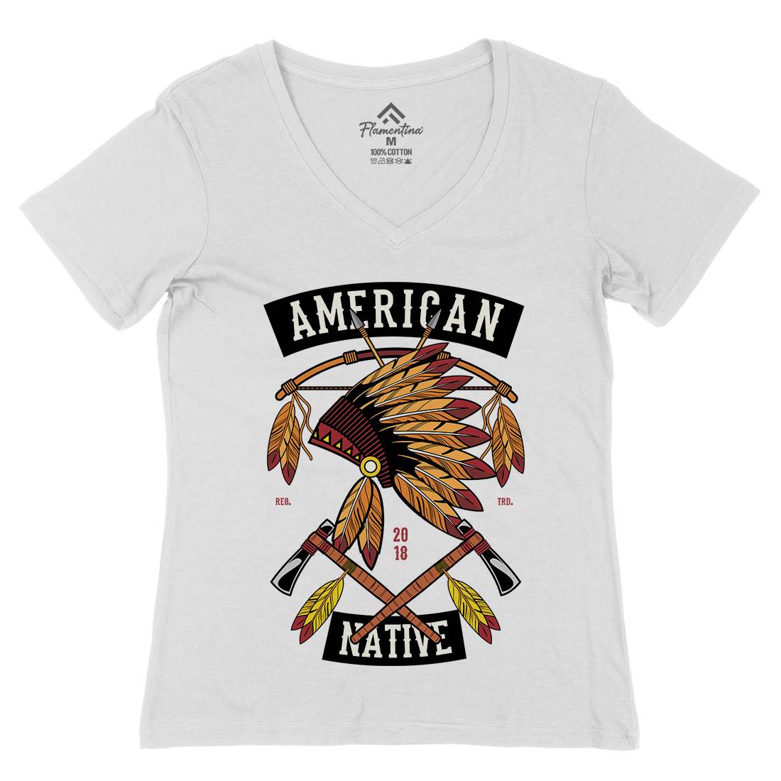 American Native Womens Organic V-Neck T-Shirt American C303