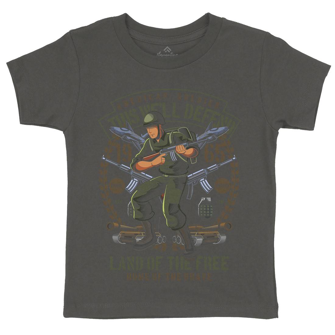 American Soldier Kids Crew Neck T-Shirt Army C304