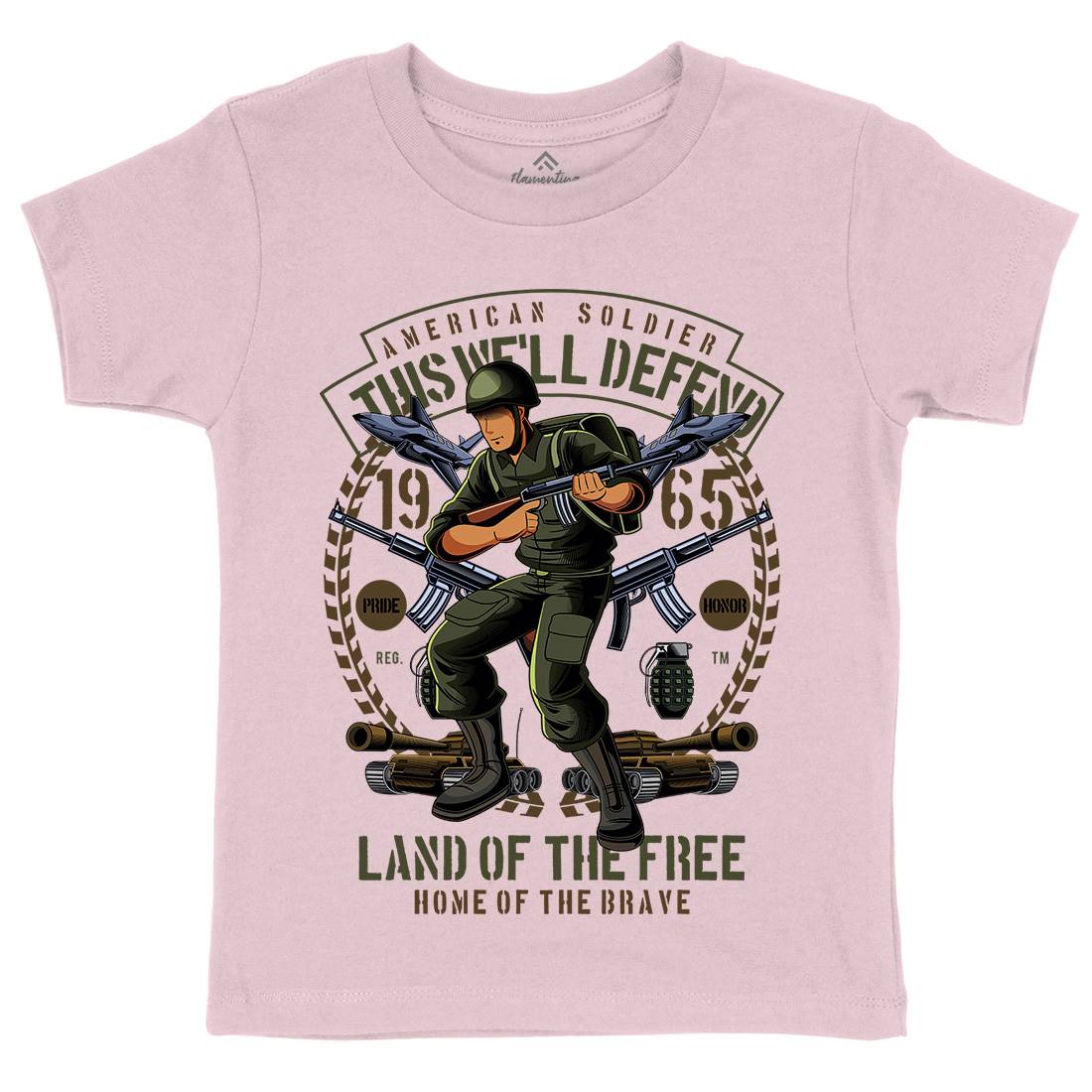 American Soldier Kids Organic Crew Neck T-Shirt Army C304