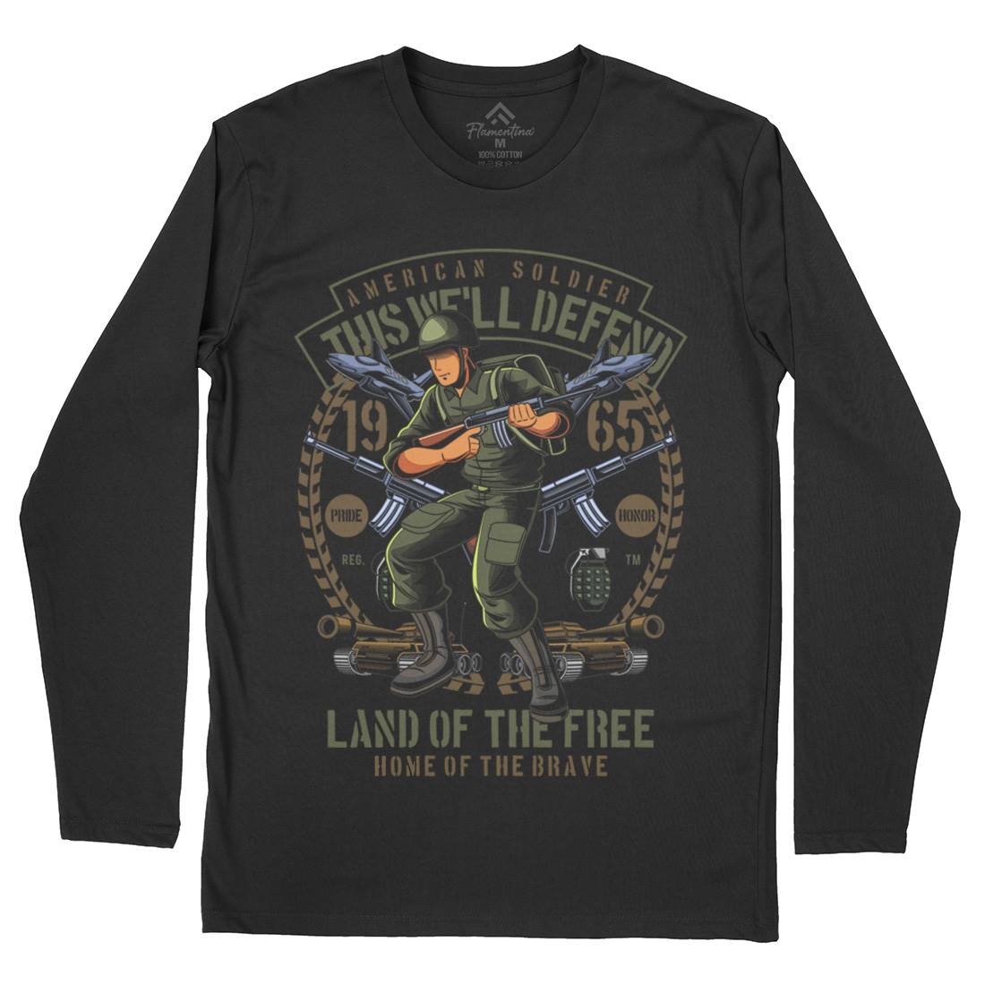 American Soldier Mens Long Sleeve T-Shirt Army C304