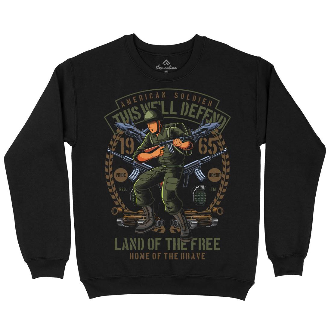 American Soldier Kids Crew Neck Sweatshirt Army C304