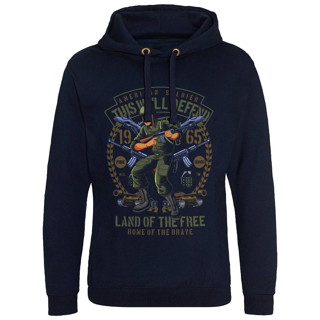 American Soldier Mens Hoodie Without Pocket Army C304