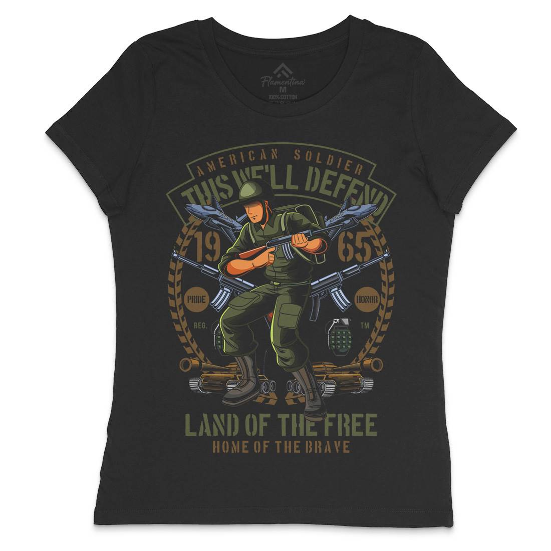 American Soldier Womens Crew Neck T-Shirt Army C304