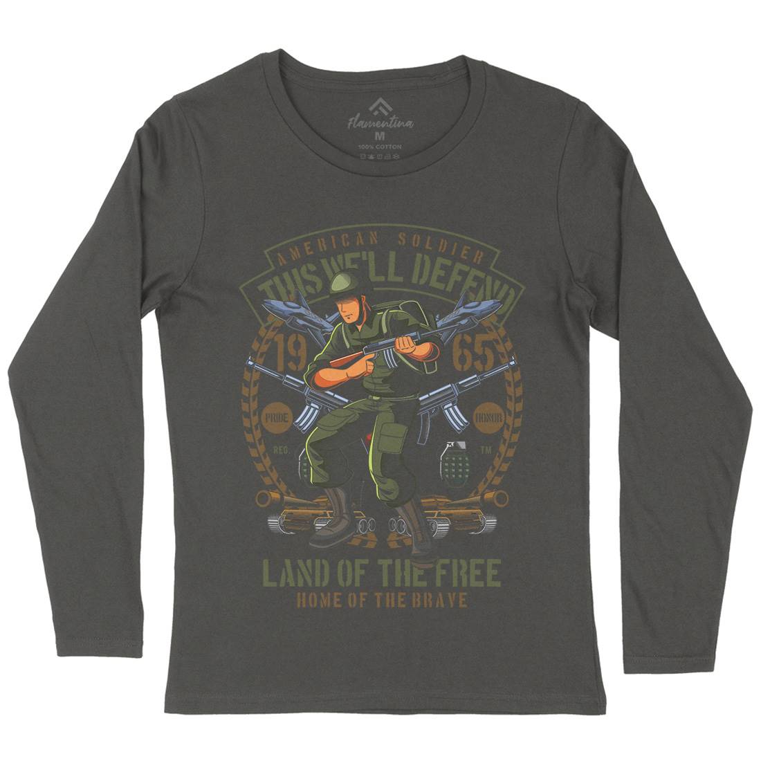 American Soldier Womens Long Sleeve T-Shirt Army C304