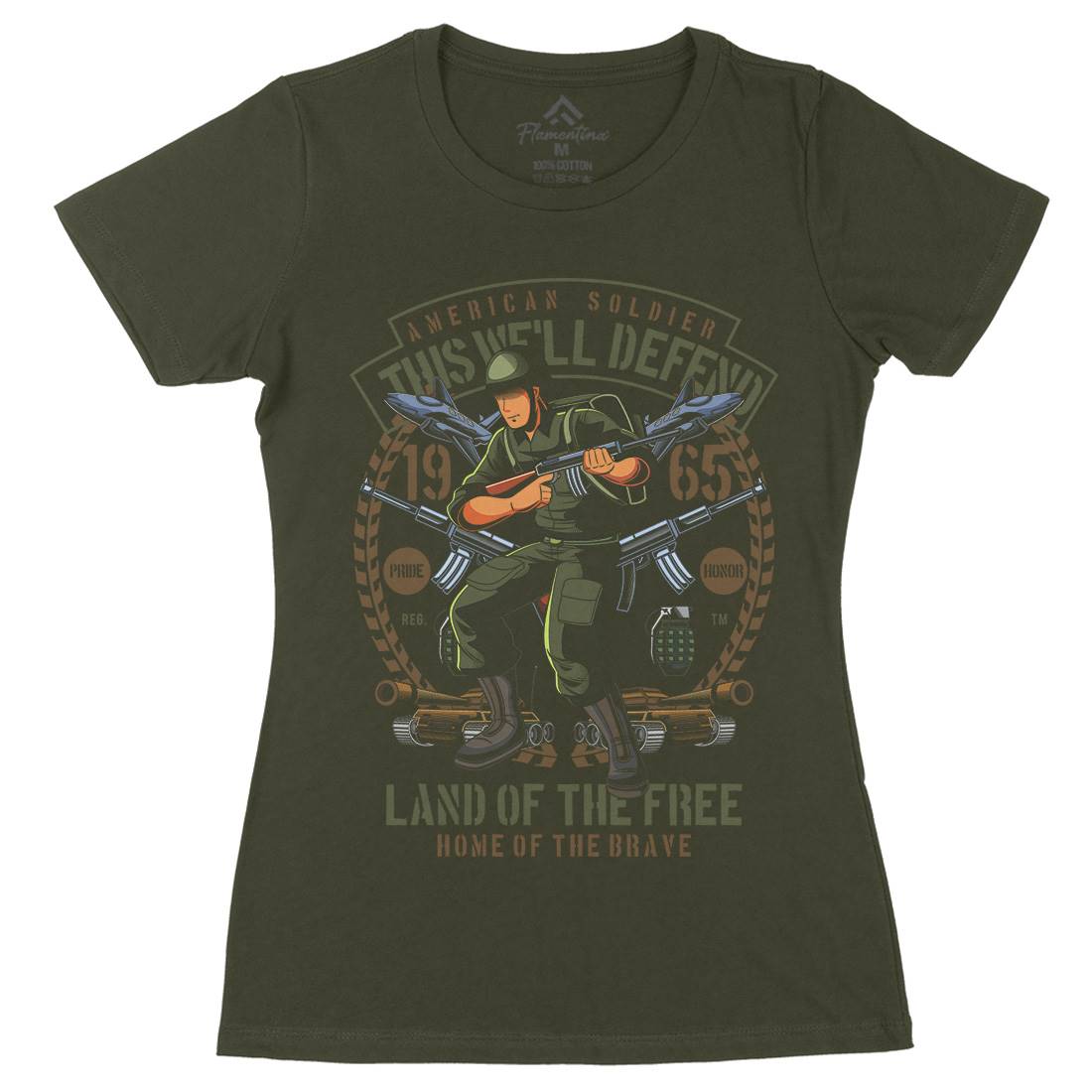 American Soldier Womens Organic Crew Neck T-Shirt Army C304