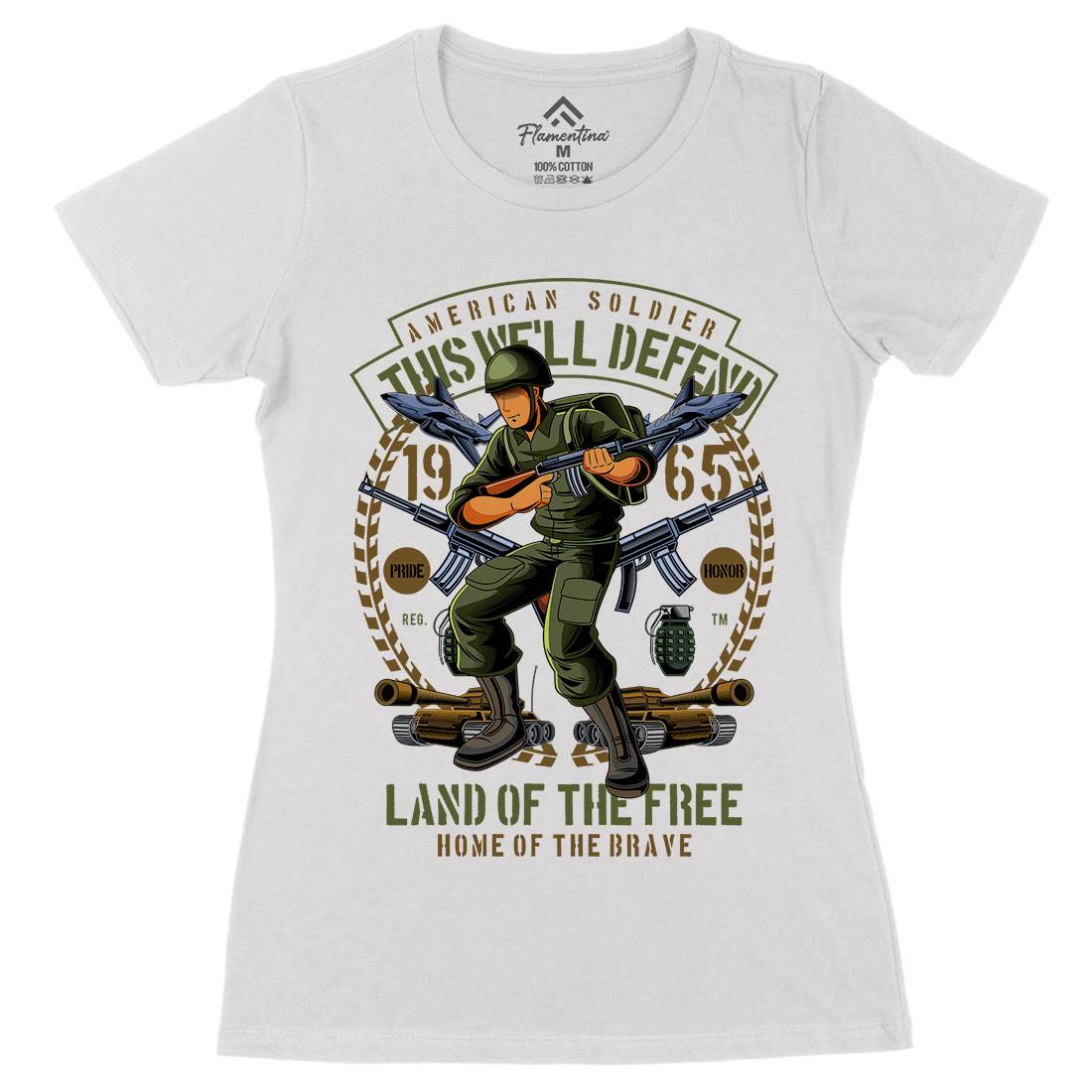 American Soldier Womens Organic Crew Neck T-Shirt Army C304
