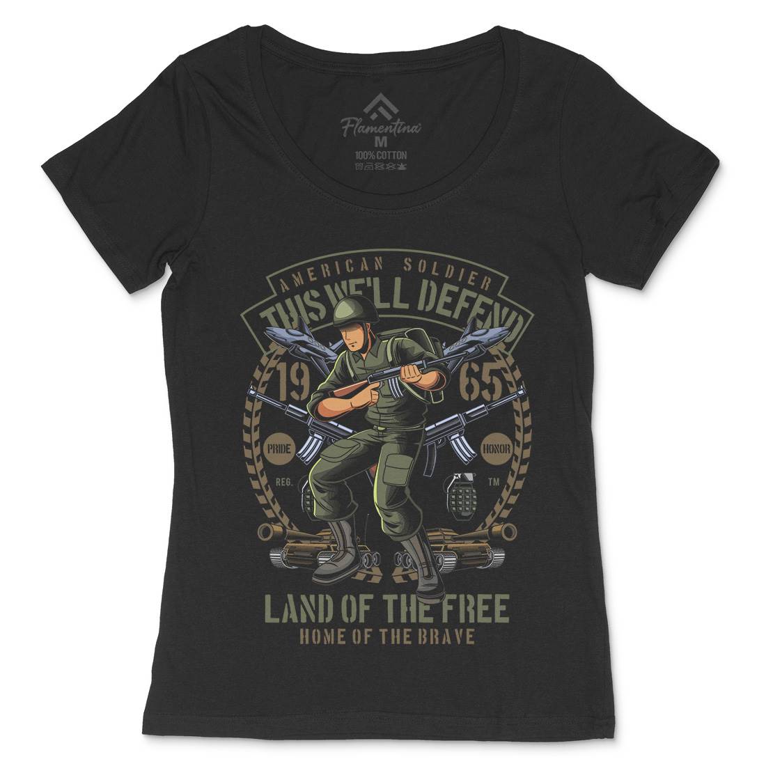 American Soldier Womens Scoop Neck T-Shirt Army C304