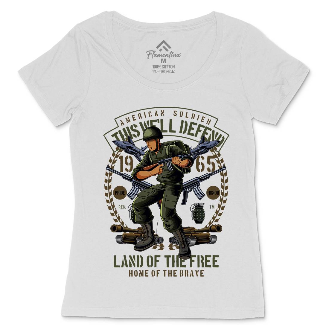American Soldier Womens Scoop Neck T-Shirt Army C304