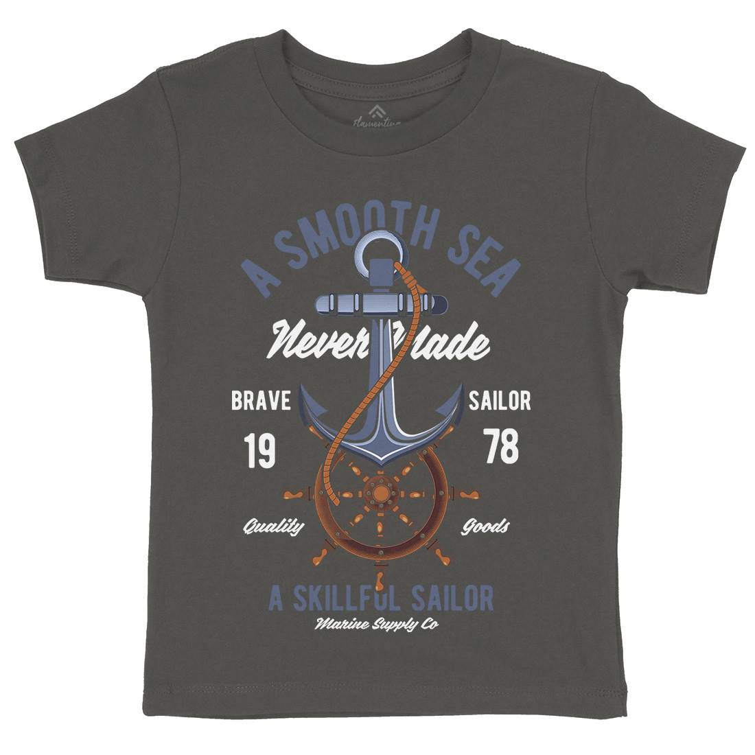 Anchor Kids Crew Neck T-Shirt Navy C305