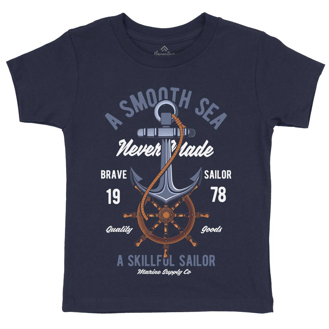 Anchor Kids Organic Crew Neck T-Shirt Navy C305