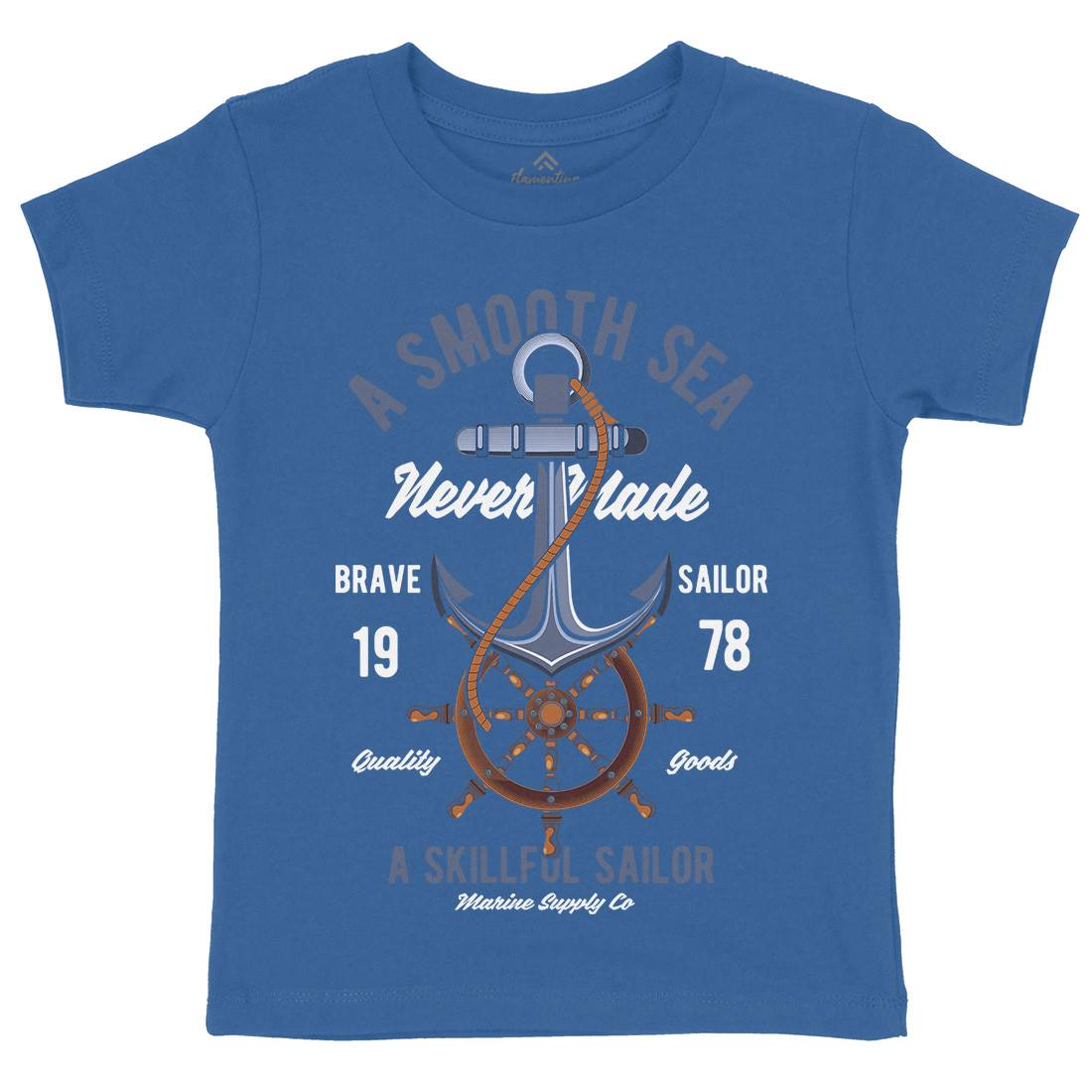 Anchor Kids Organic Crew Neck T-Shirt Navy C305