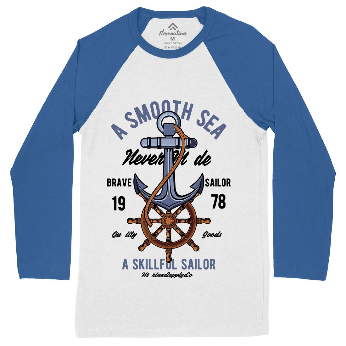 Anchor Mens Long Sleeve Baseball T-Shirt Navy C305