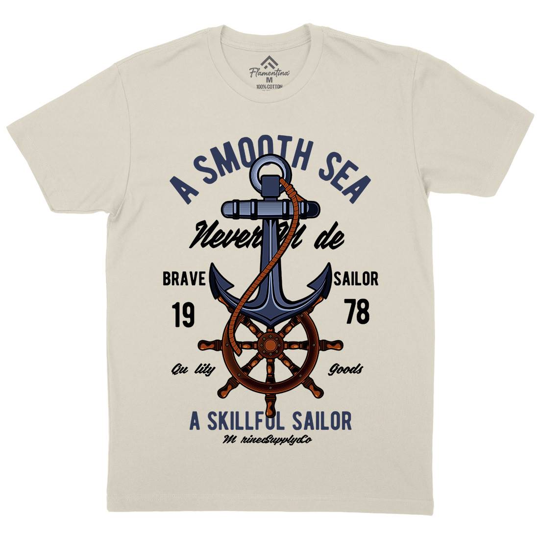 Anchor Mens Organic Crew Neck T-Shirt Navy C305