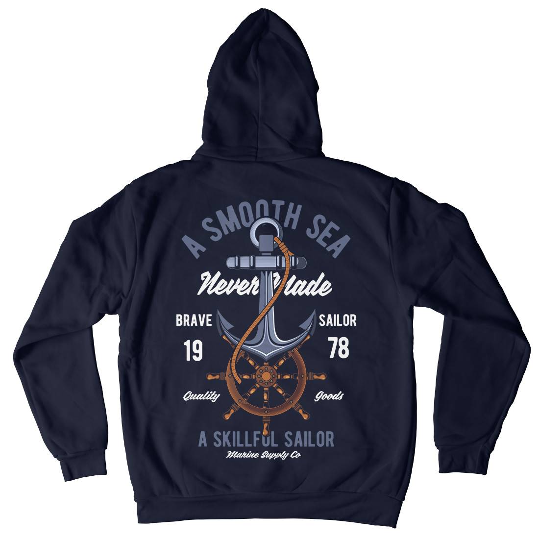Anchor Mens Hoodie With Pocket Navy C305