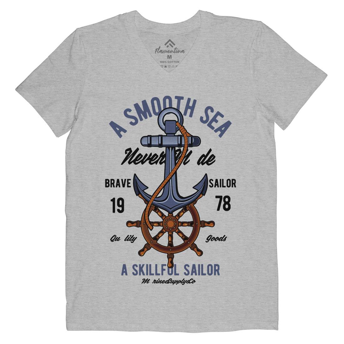 Anchor Mens Organic V-Neck T-Shirt Navy C305