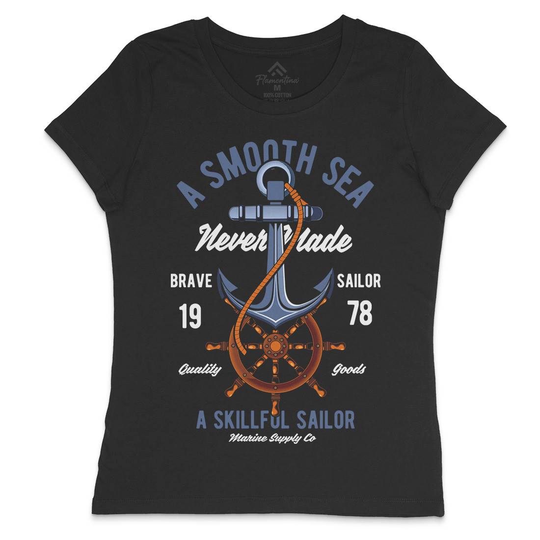 Anchor Womens Crew Neck T-Shirt Navy C305