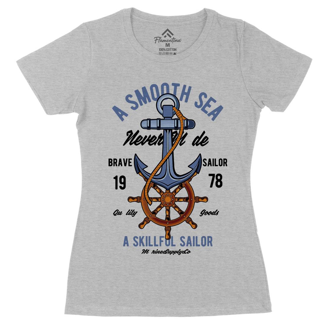 Anchor Womens Organic Crew Neck T-Shirt Navy C305