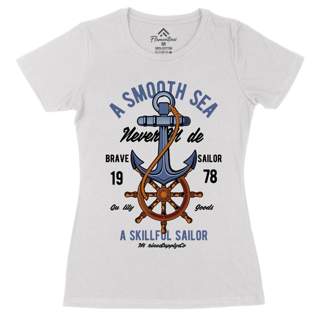 Anchor Womens Organic Crew Neck T-Shirt Navy C305