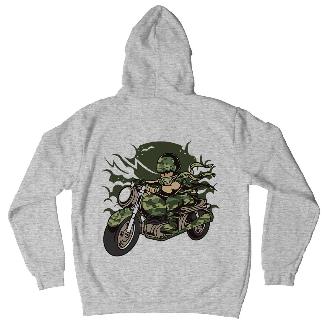 Motorcycle Ride Mens Hoodie With Pocket Army C306