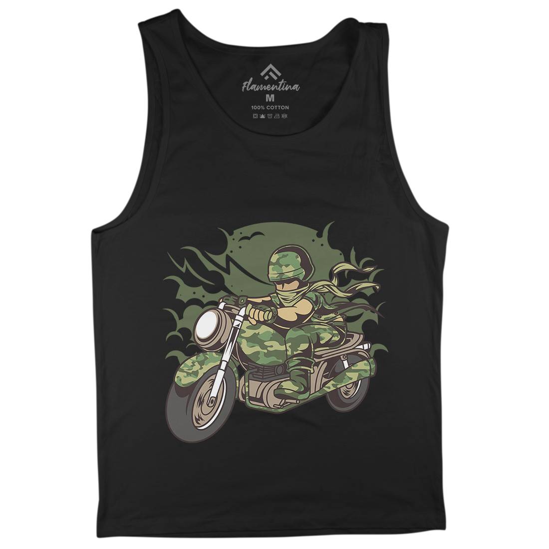 Motorcycle Ride Mens Tank Top Vest Army C306