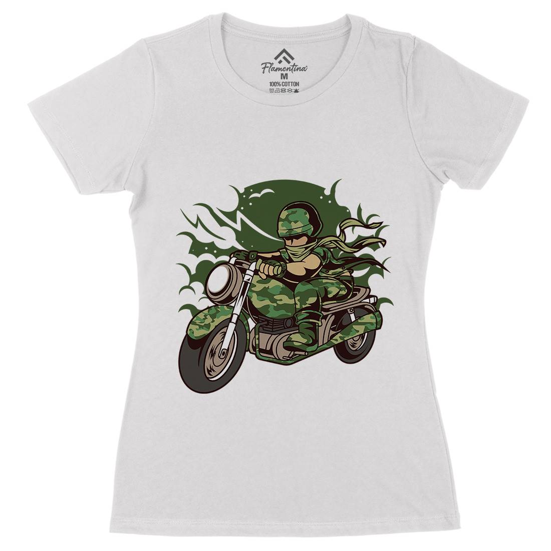Motorcycle Ride Womens Organic Crew Neck T-Shirt Army C306