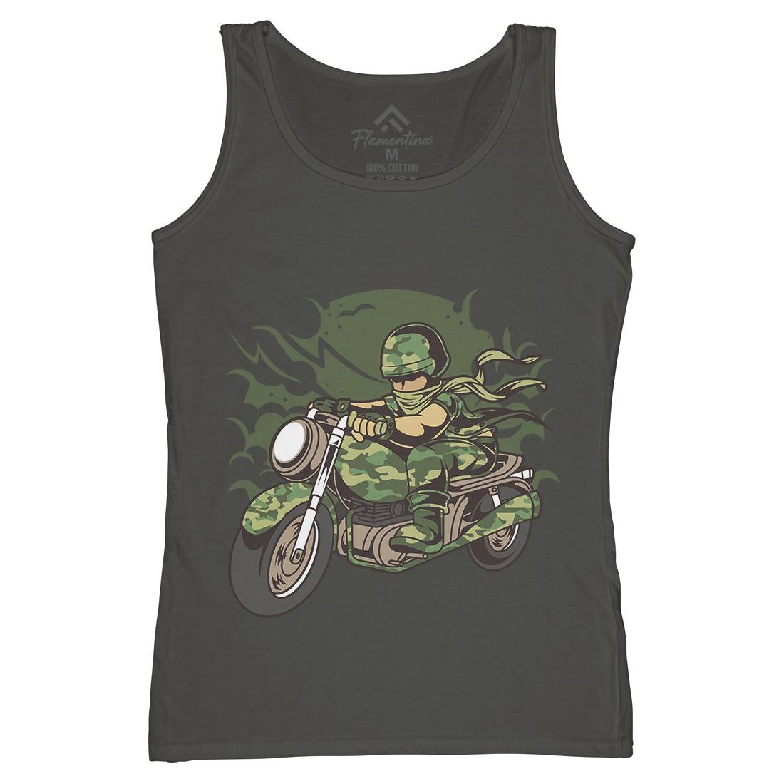 Motorcycle Ride Womens Organic Tank Top Vest Army C306