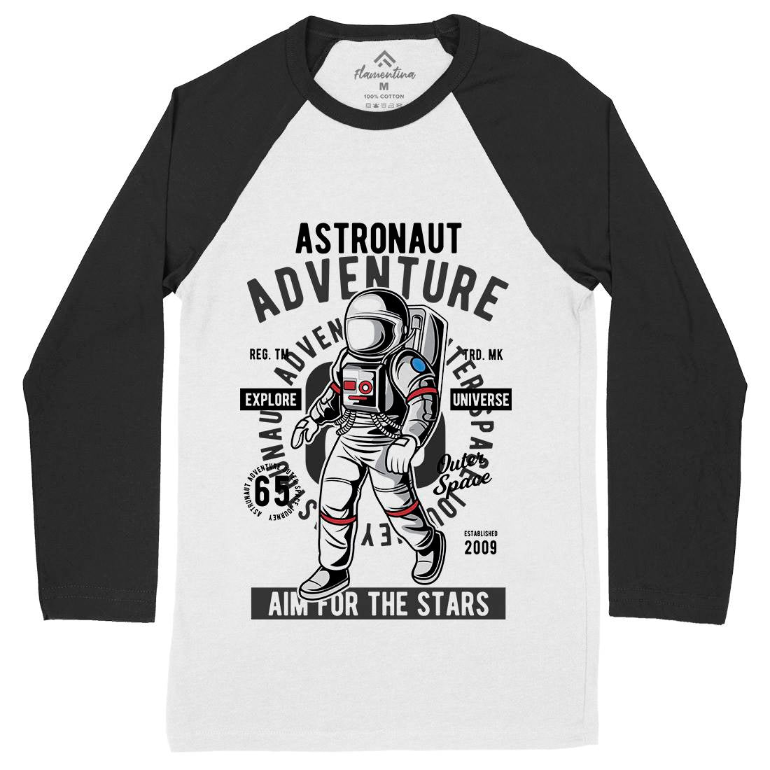 Astronaut Adventure Mens Long Sleeve Baseball T-Shirt Space C307