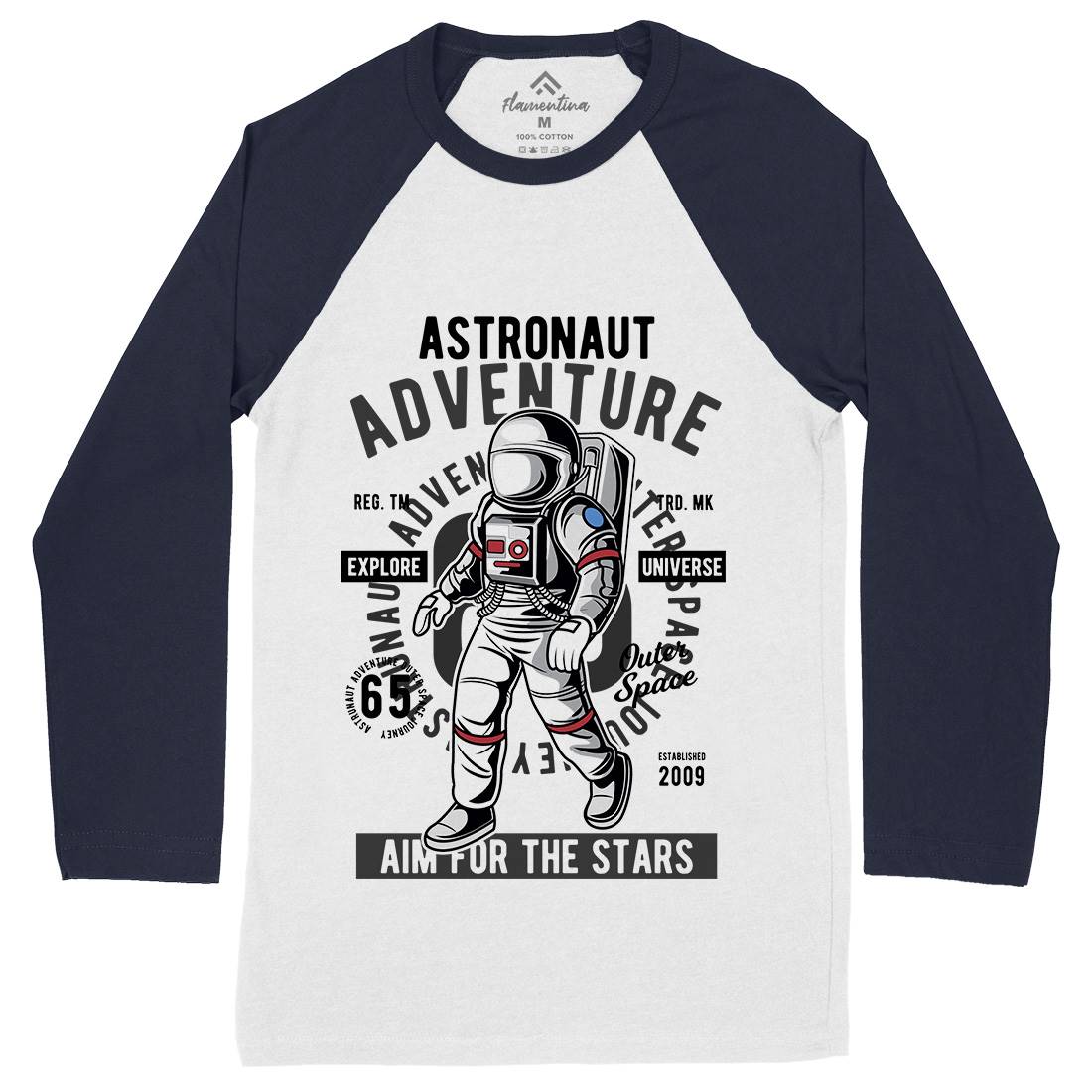 Astronaut Adventure Mens Long Sleeve Baseball T-Shirt Space C307