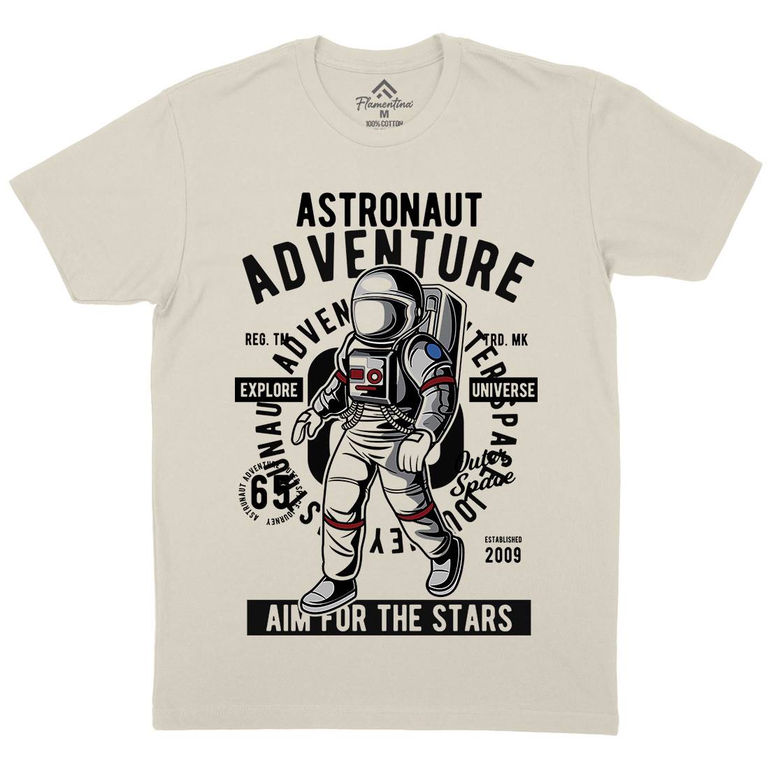Astronaut Adventure Mens Organic Crew Neck T-Shirt Space C307