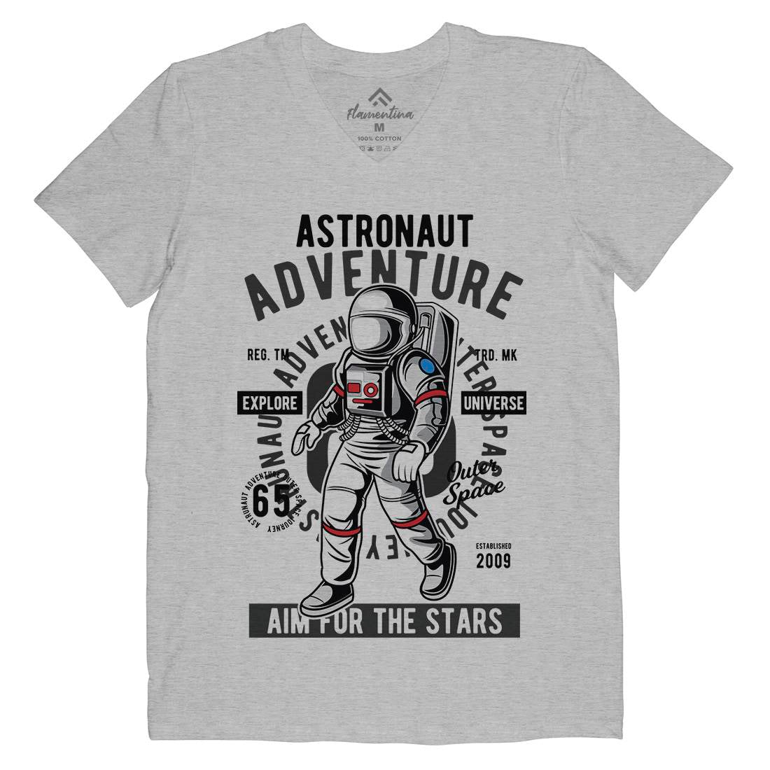 Astronaut Adventure Mens V-Neck T-Shirt Space C307