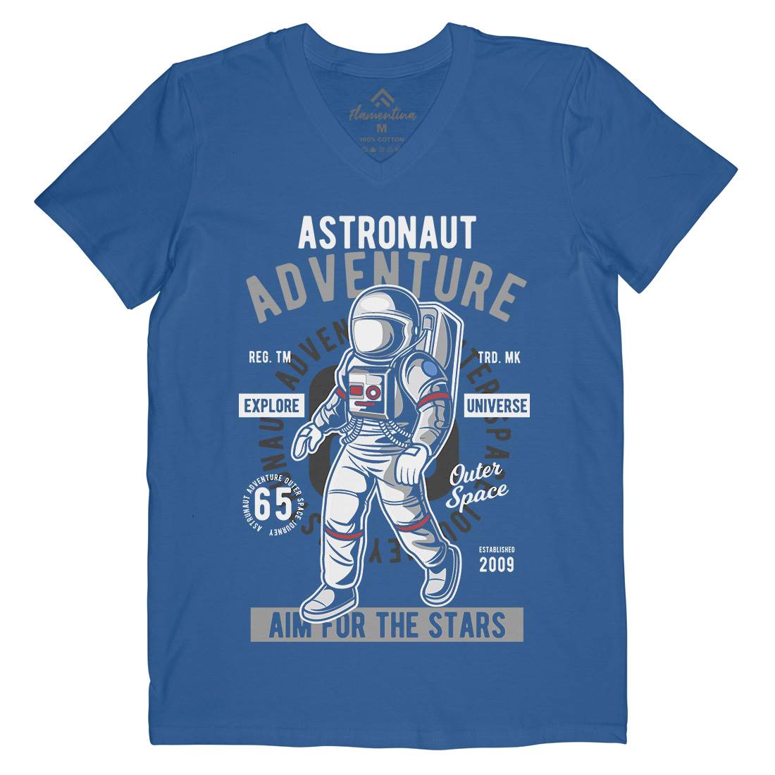 Astronaut Adventure Mens V-Neck T-Shirt Space C307