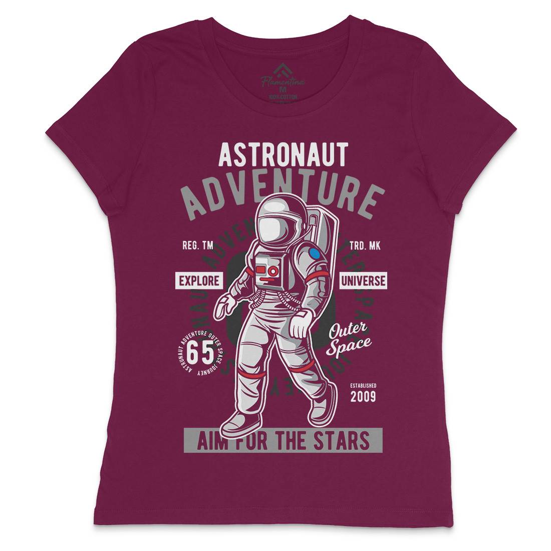 Astronaut Adventure Womens Crew Neck T-Shirt Space C307