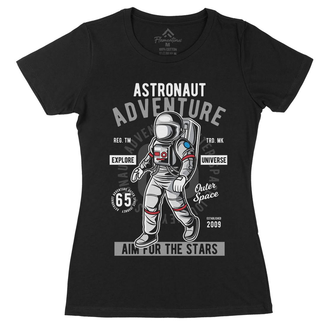 Astronaut Adventure Womens Organic Crew Neck T-Shirt Space C307