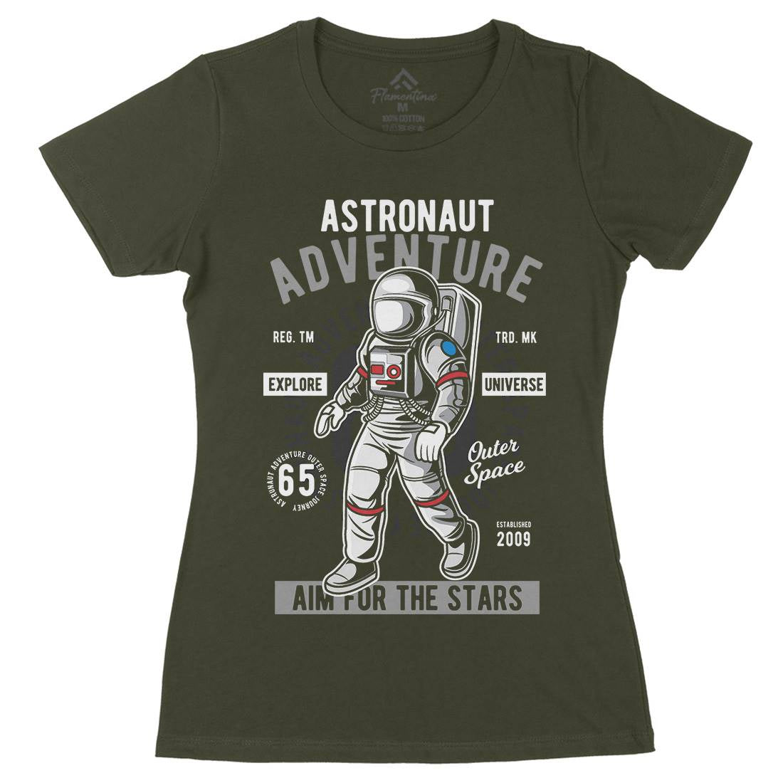 Astronaut Adventure Womens Organic Crew Neck T-Shirt Space C307