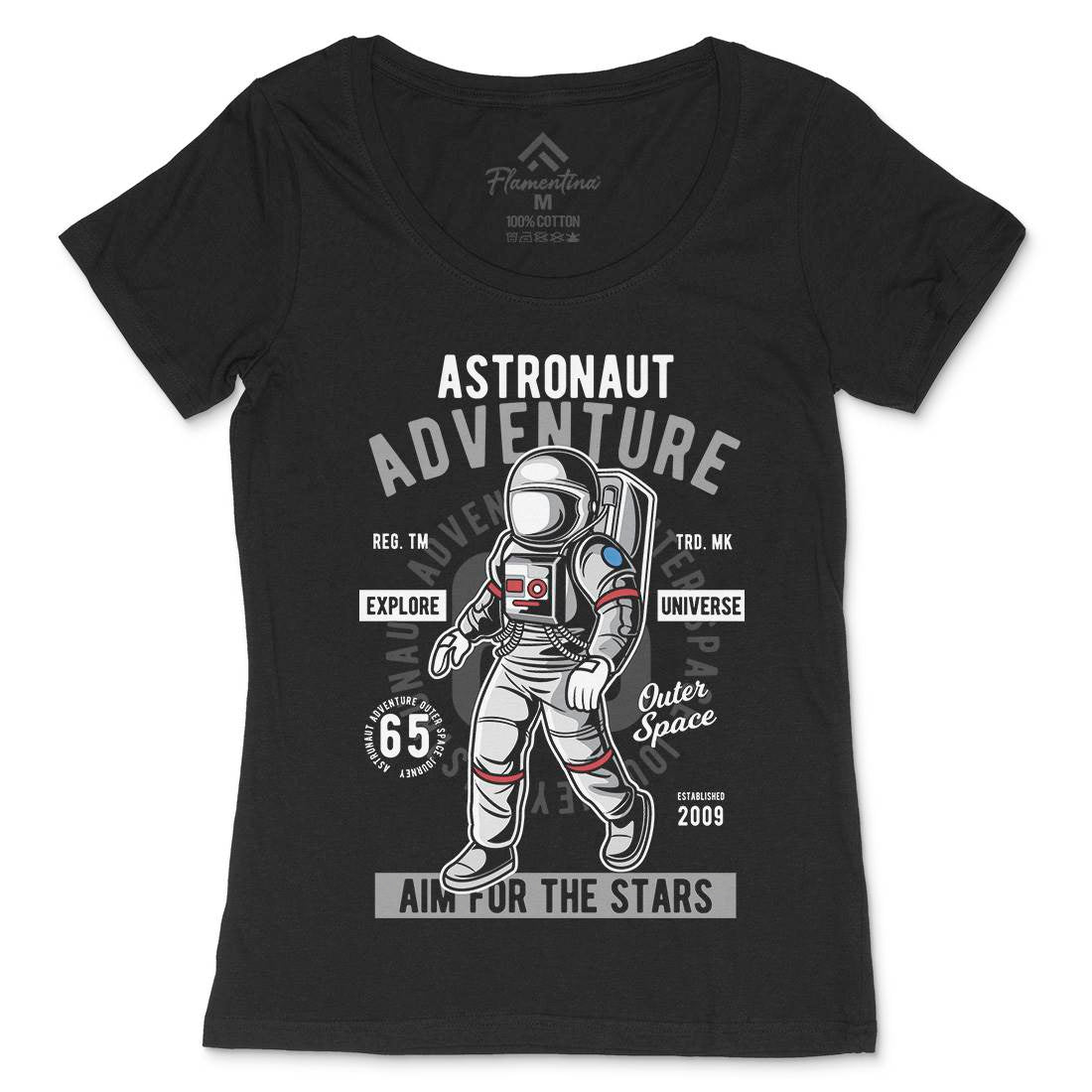 Astronaut Adventure Womens Scoop Neck T-Shirt Space C307
