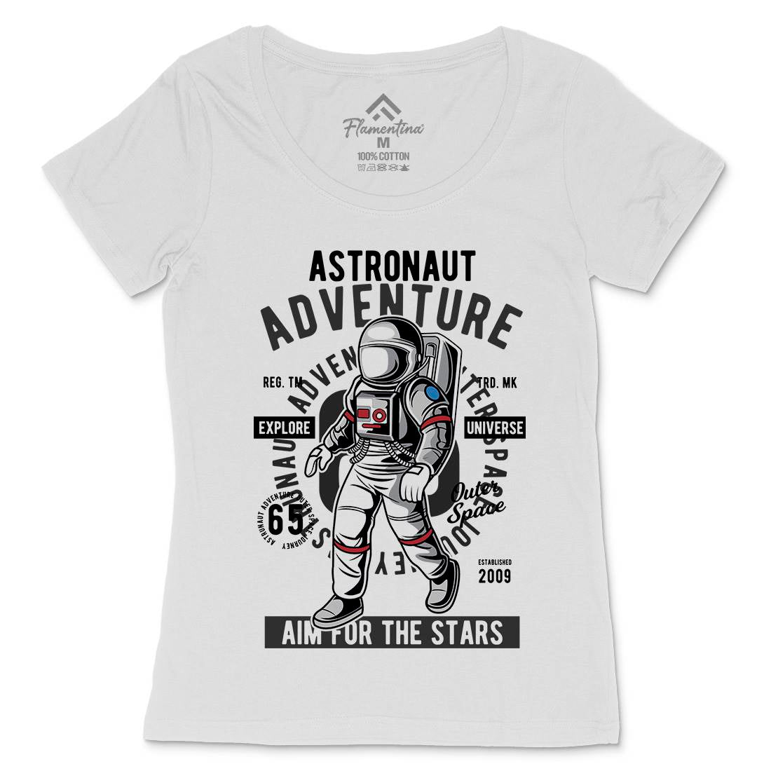 Astronaut Adventure Womens Scoop Neck T-Shirt Space C307