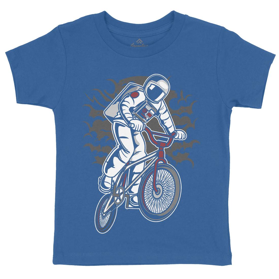 Astronaut Bike Kids Organic Crew Neck T-Shirt Space C308