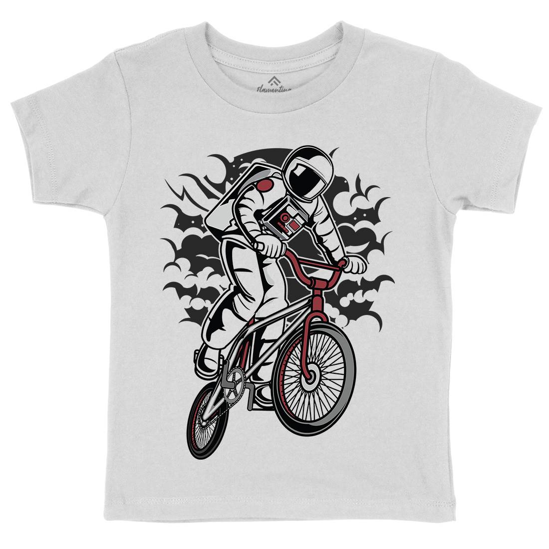 Astronaut Bike Kids Crew Neck T-Shirt Space C308