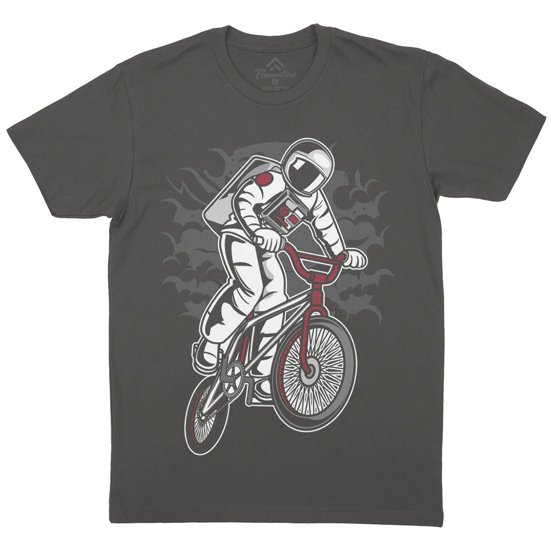 Astronaut Bike Mens Crew Neck T-Shirt Space C308