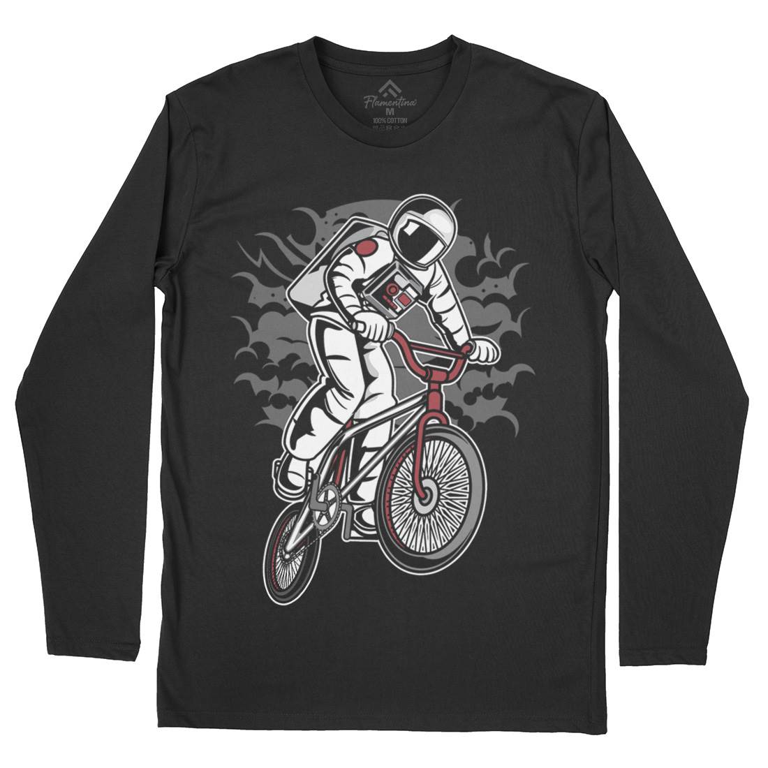Astronaut Bike Mens Long Sleeve T-Shirt Space C308