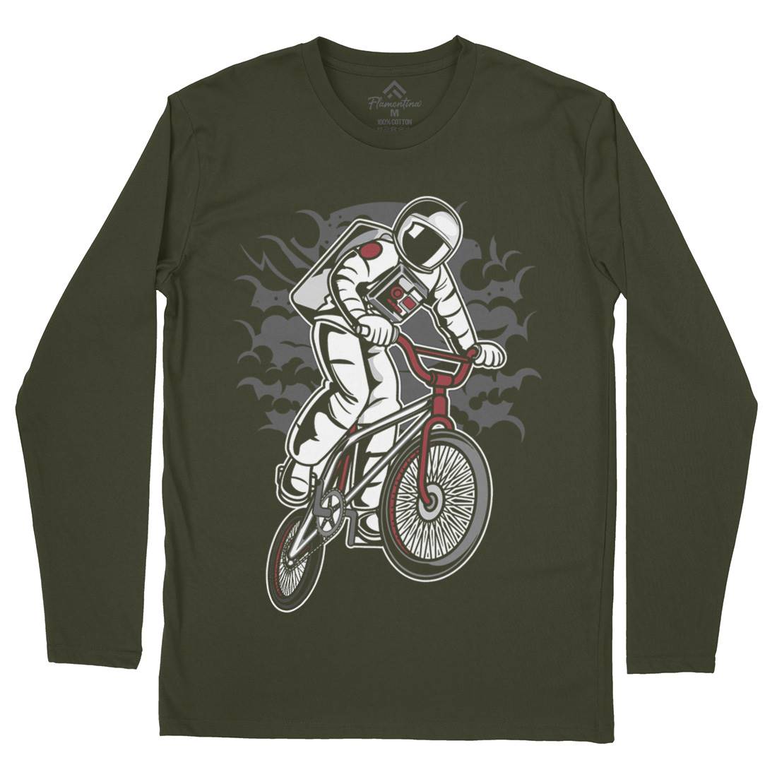 Astronaut Bike Mens Long Sleeve T-Shirt Space C308