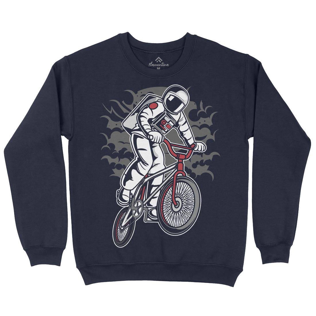 Astronaut Bike Mens Crew Neck Sweatshirt Space C308
